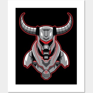 Bull Cyborg Illustration Posters and Art